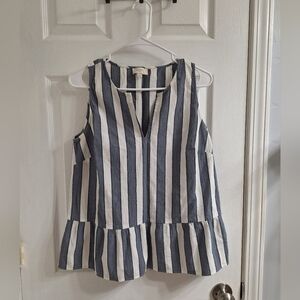 LOFT Outlet Striped Peplum Top Size Medium Like New